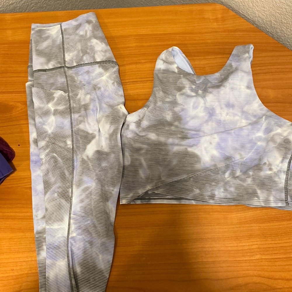 athleta LEGGINGS & TANK TOP striped athletic set